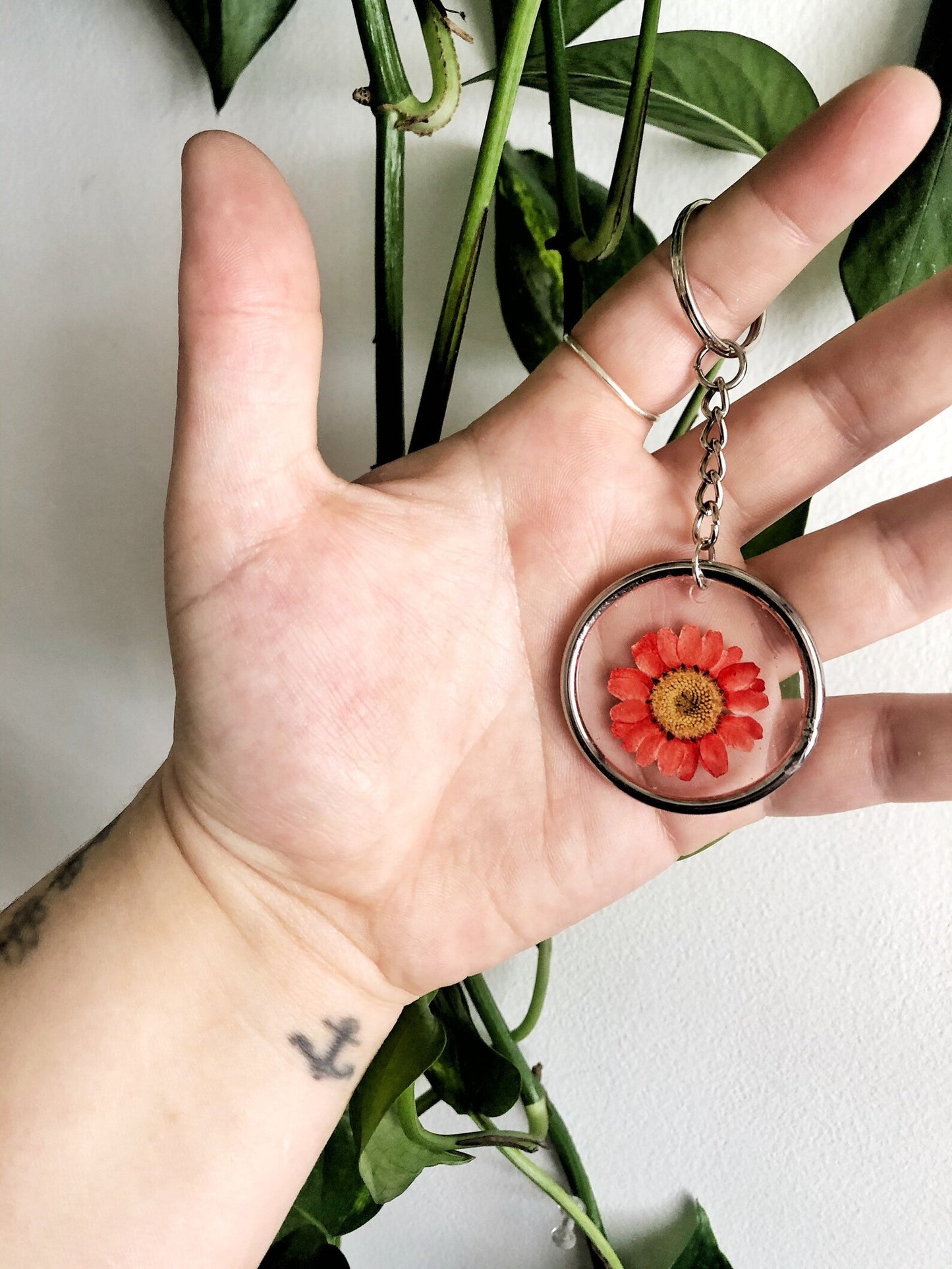 Pink Daisy Keychain