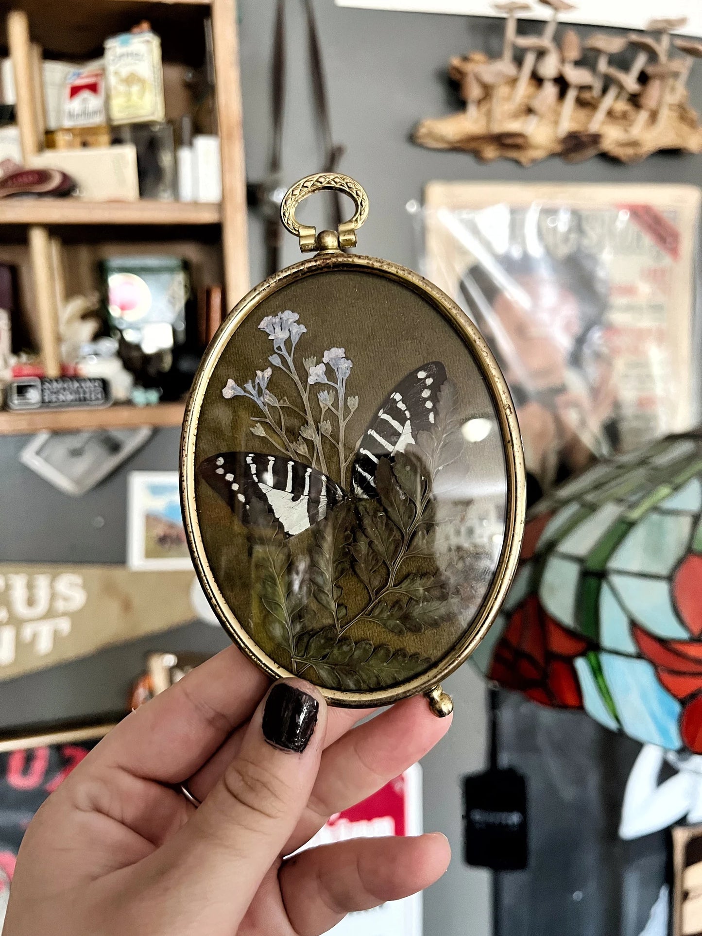 Butterfly Wings & Wildflowers In Vintage Frame