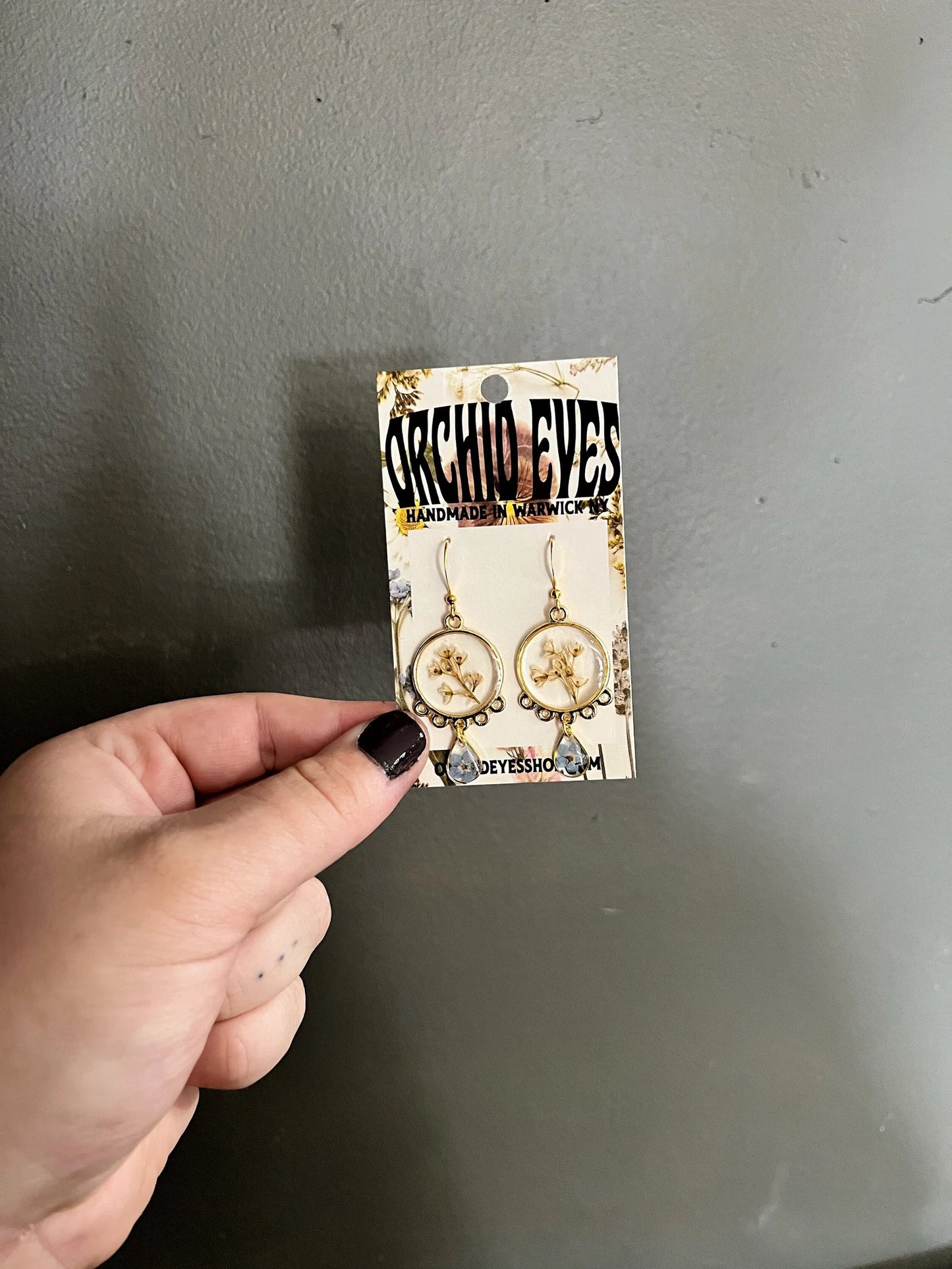 Gold Dangle Wildflower & Forget Me Not Earrings